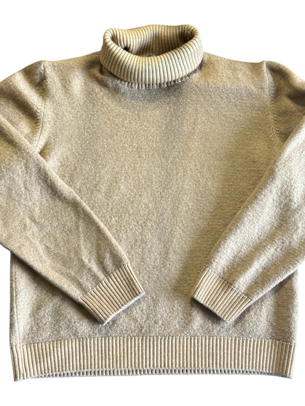 Bugatchi Merino Wool Camel Turtleneck Sweater Preppy Old Money Quiet Luxury - Picture 2 of 7